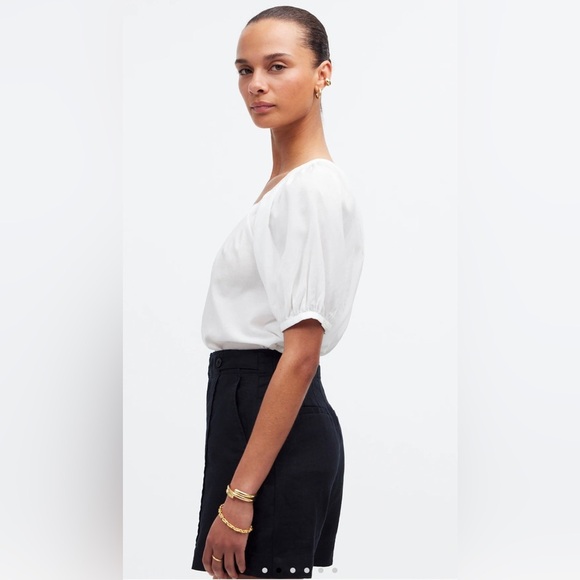 Madewell Clean Button-Tab Shorts in 100% Linen Black, size 14 - Picture 9 of 11